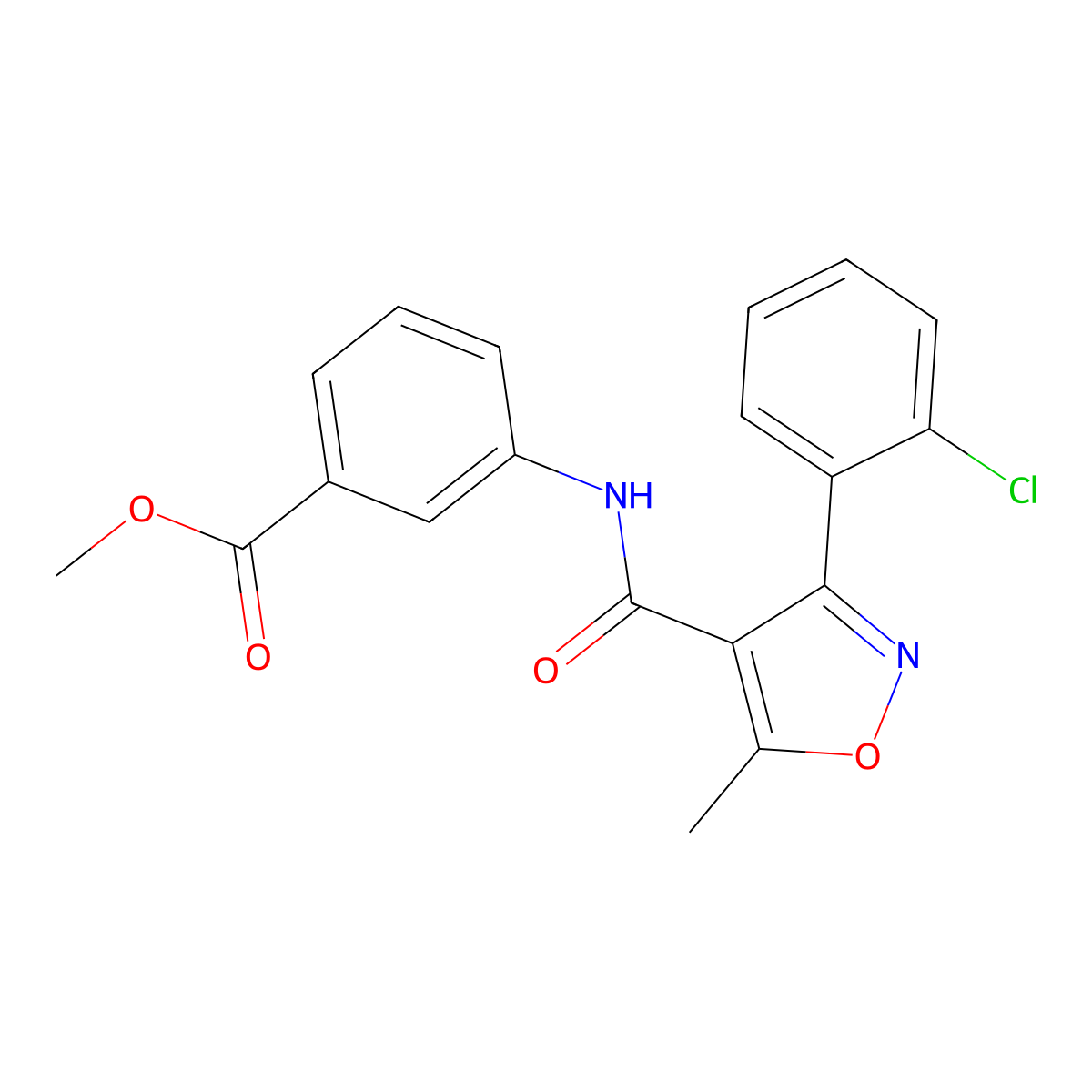 Methyl 3-{[3-(2-chlorophenyl)-5-methylisoxazol-4-yl]carbonylamino}benzoate molecular structure, CAS 301680-62-6