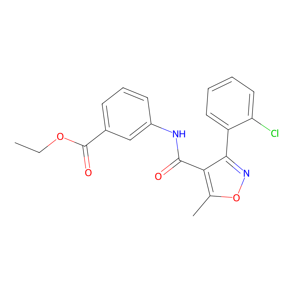 Ethyl 3-[[3-(2-chlorophenyl)-5-methyl-1,2-oxazole-4-carbonyl]amino]benzoate molecular structure, CAS 301680-64-8