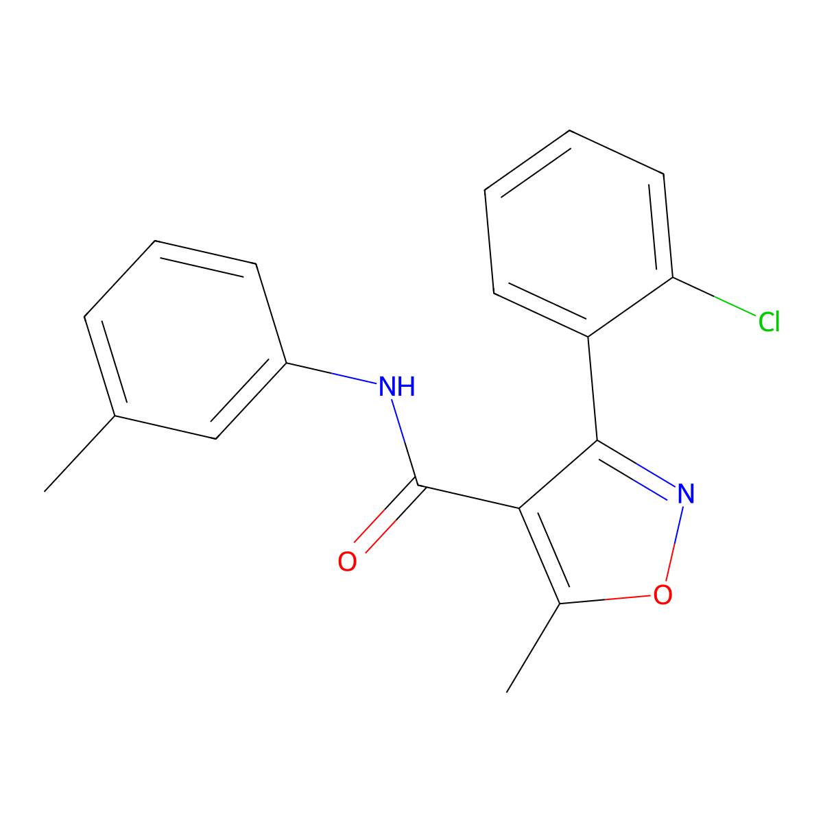 3-(2-chlorophenyl)-5-methyl-N-(3-methylphenyl)-4-isoxazolecarboxamide molecular structure, CAS 301680-73-9