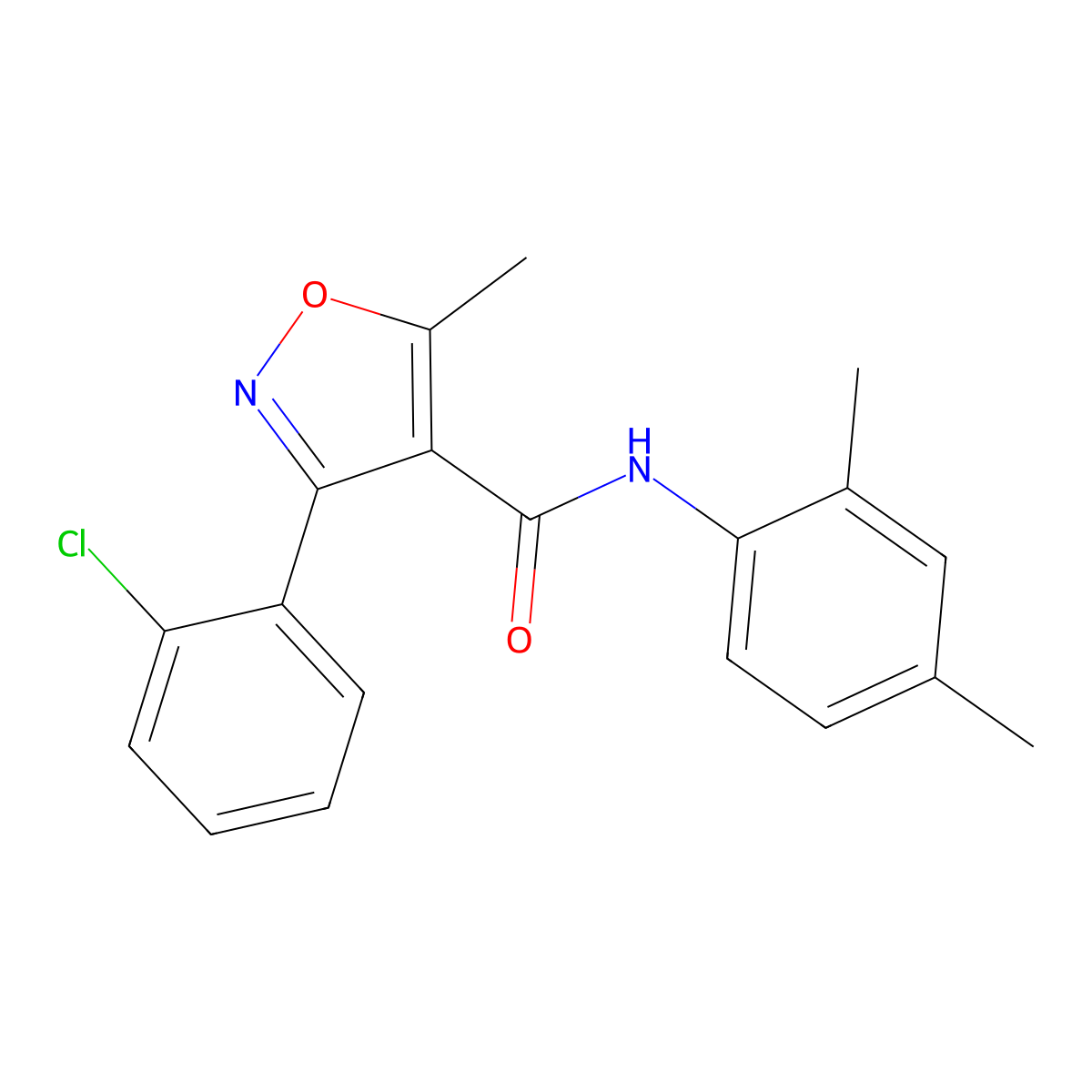 3-(2-chlorophenyl)-N-(2,4-dimethylphenyl)-5-methyl-1,2-oxazole-4-carboxamide molecular structure, CAS 301680-74-0