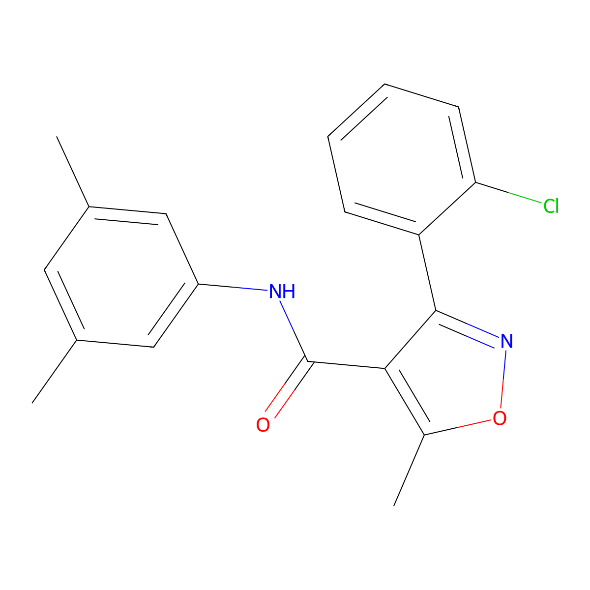 3-(2-chlorophenyl)-N-(3,5-dimethylphenyl)-5-methyl-1,2-oxazole-4-carboxamide molecular structure, CAS 301680-76-2