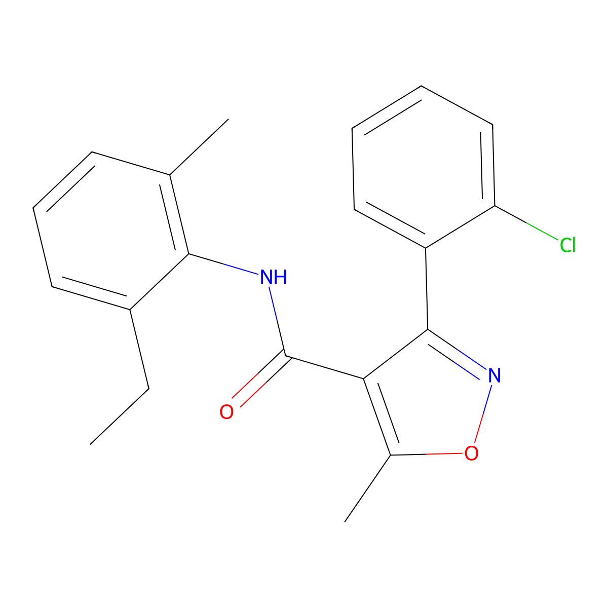 3-(2-chlorophenyl)-N-(2-ethyl-6-methylphenyl)-5-methyl-1,2-oxazole-4-carboxamide molecular structure, CAS 301680-80-8