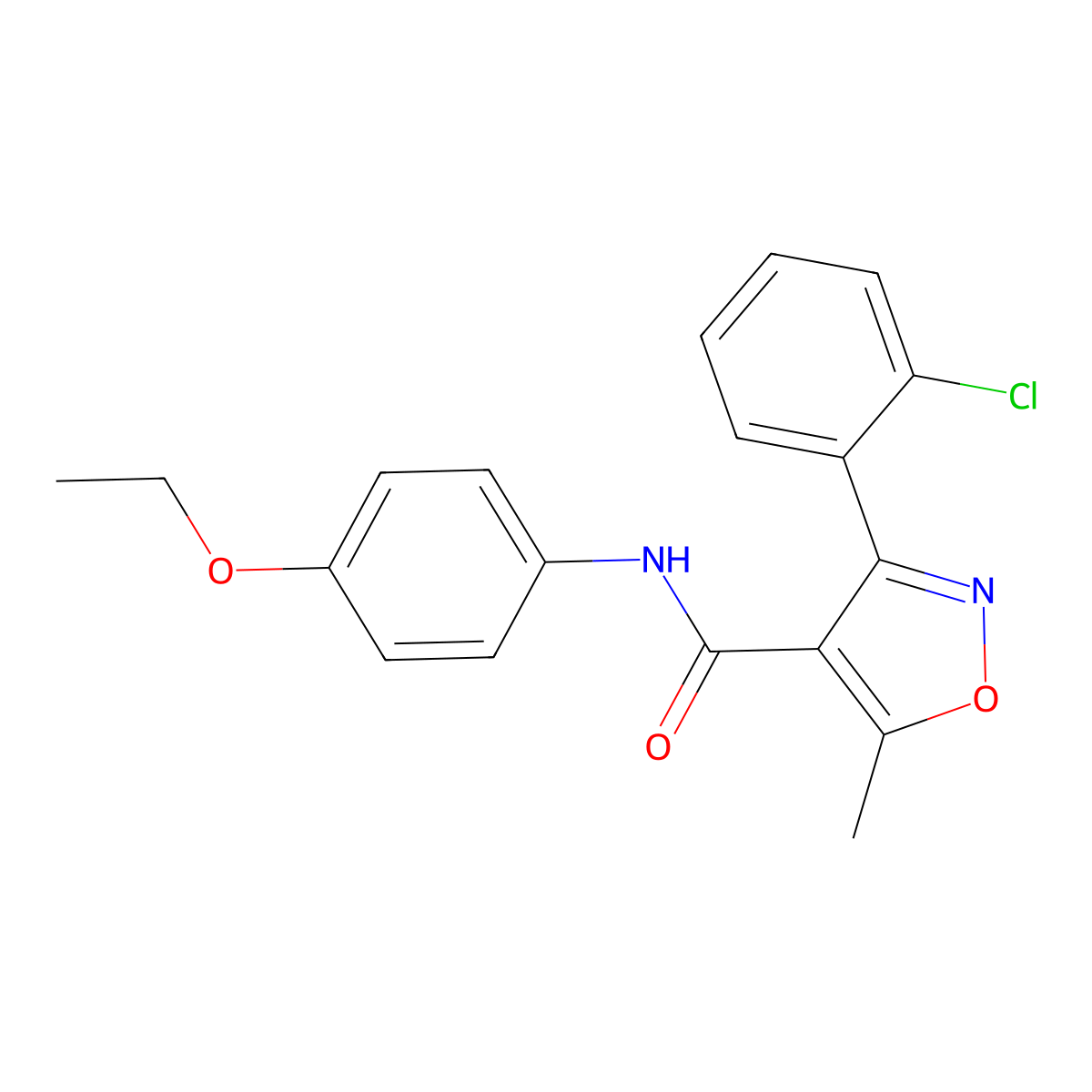 3-(2-chlorophenyl)-N-(4-ethoxyphenyl)-5-methyl-1,2-oxazole-4-carboxamide molecular structure, CAS 301680-81-9