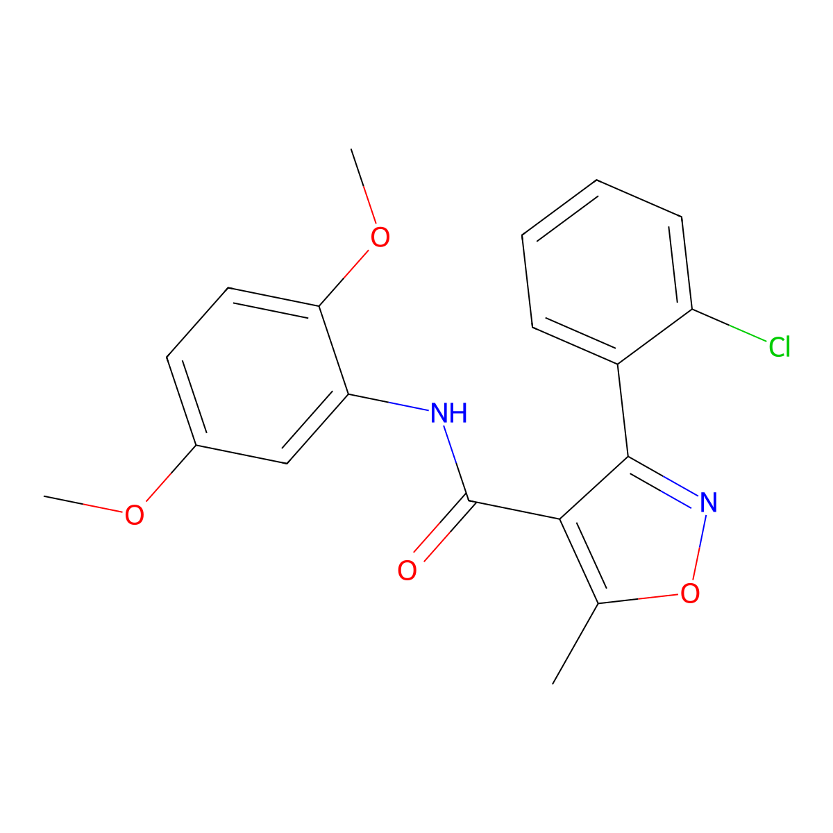 3-(2-chlorophenyl)-N-(2,5-dimethoxyphenyl)-5-methyl-1,2-oxazole-4-carboxamide molecular structure, CAS 301680-82-0