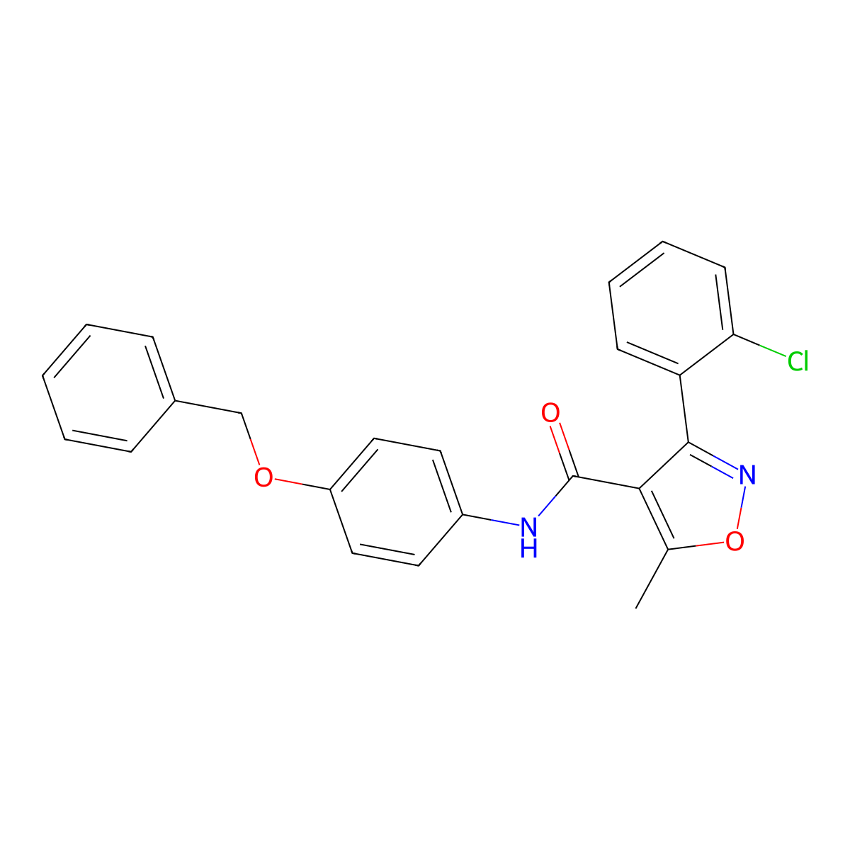 N-[4-(benzyloxy)phenyl]-3-(2-chlorophenyl)-5-methyl-4-isoxazolecarboxamide molecular structure, CAS 301680-83-1