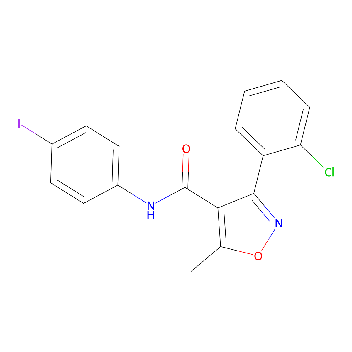 3-(2-Chlorophenyl)-N-(4-iodophenyl)-5-methyl-4-isoxazolecarboxamide molecular structure, CAS 301680-85-3