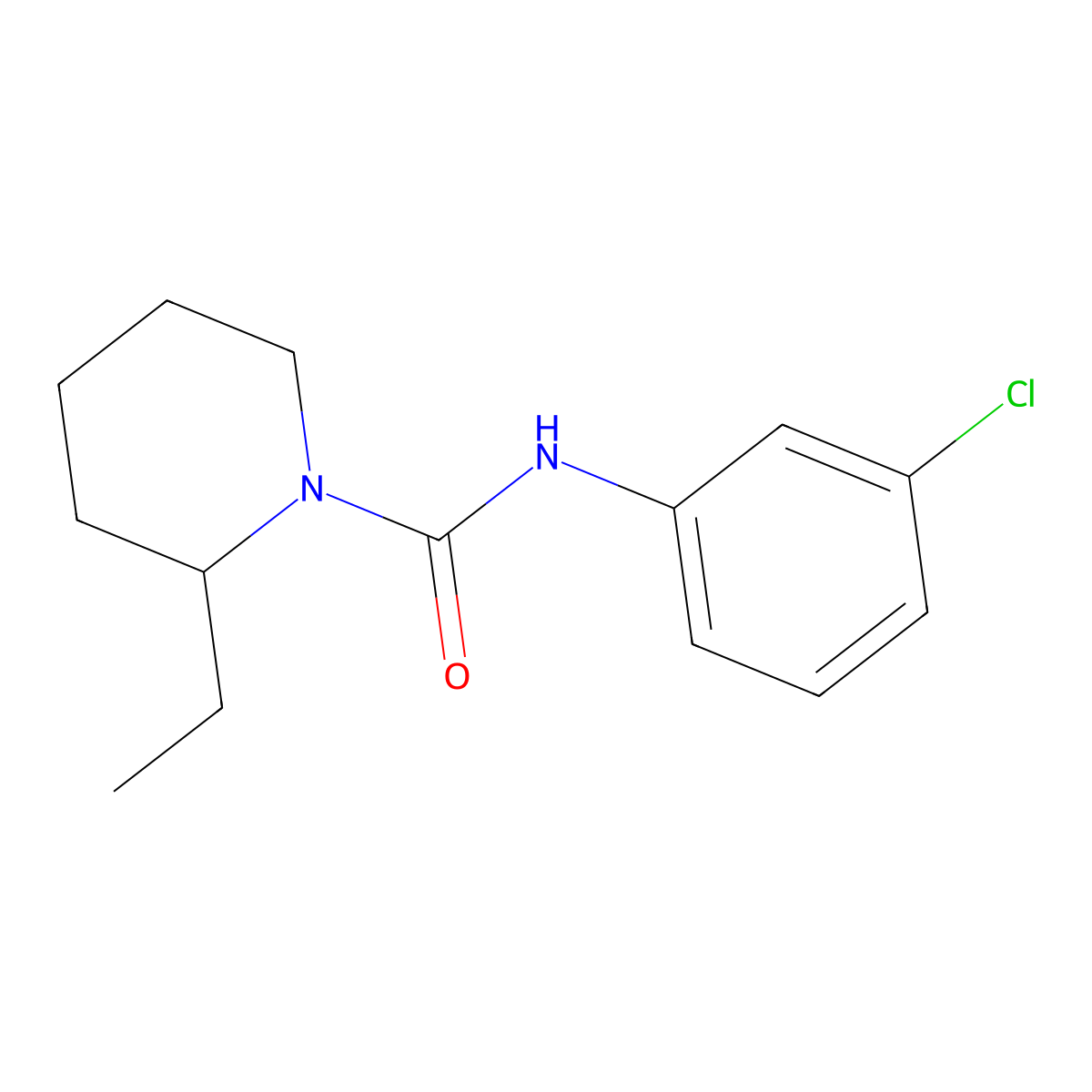 N-(3-Chlorophenyl)-2-ethyl-1-piperidinecarboxamide molecular structure, CAS 301681-01-6