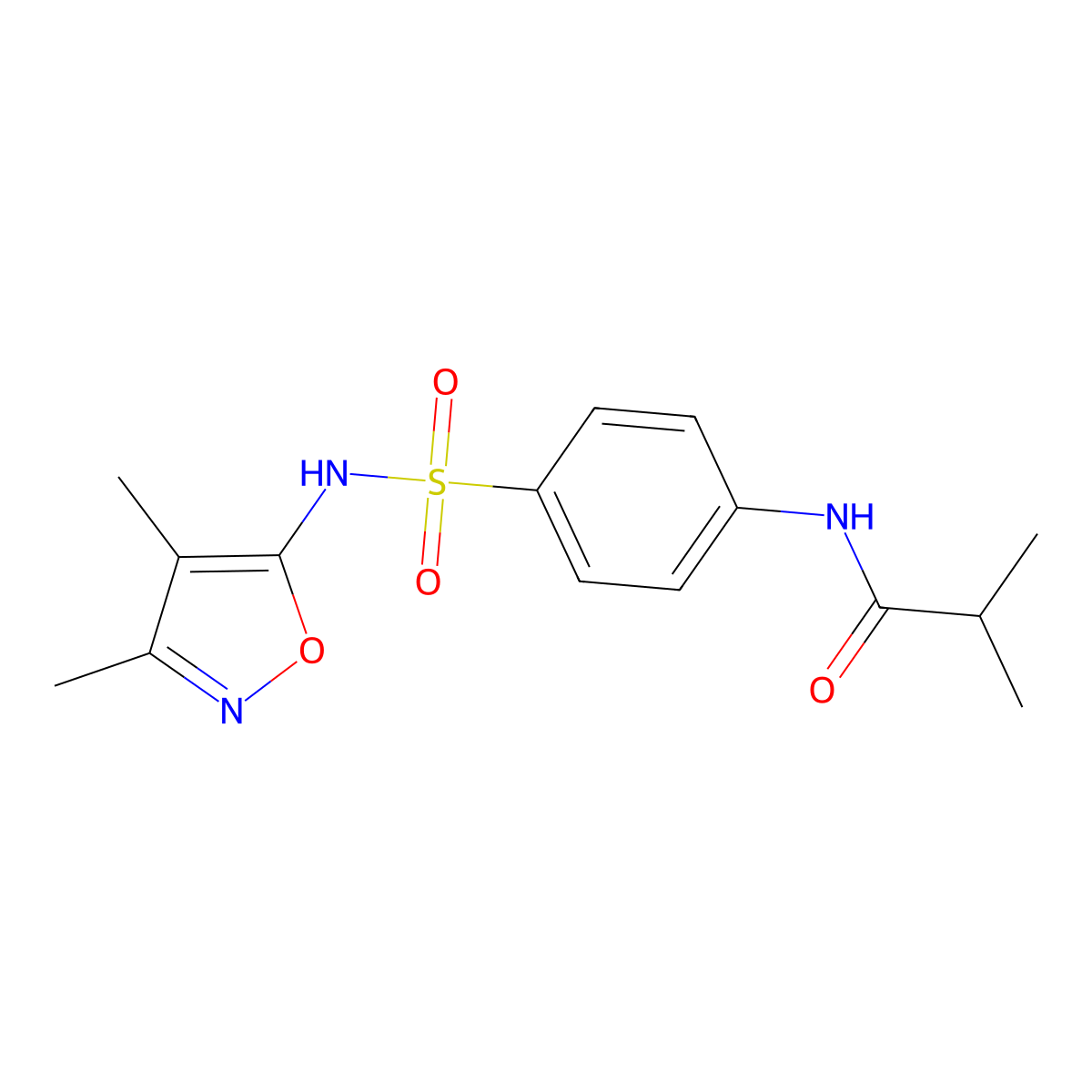 N-[4-(3,4-Dimethyl-isoxazol-5-ylsulfamoyl)-phenyl]-isobutyramide molecular structure, CAS 301681-28-7