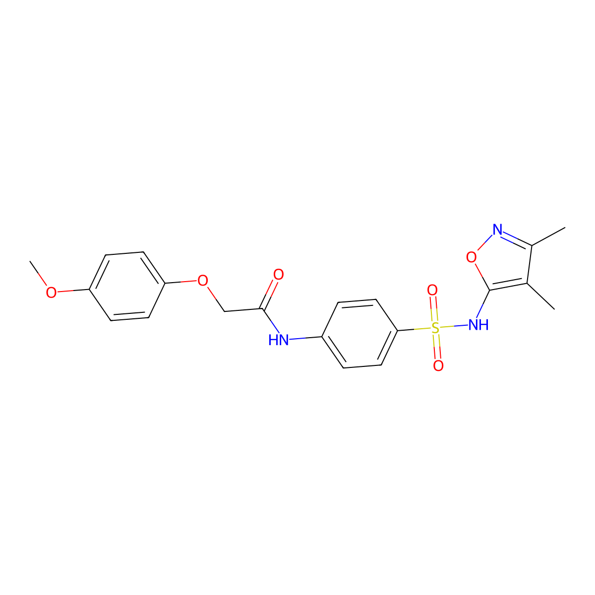 N-{4-[(3,4-dimethyl-1,2-oxazol-5-yl)sulfamoyl]phenyl}-2-(4-methoxyphenoxy)acetamide molecular structure, CAS 301681-35-6