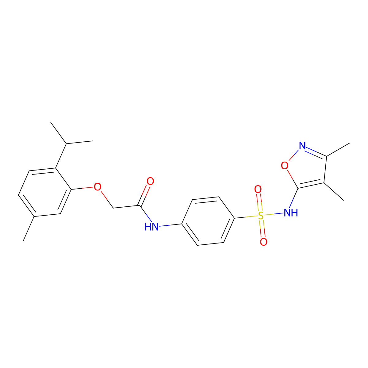 N-[4-[(3,4-dimethyl-1,2-oxazol-5-yl)sulfamoyl]phenyl]-2-(5-methyl-2-propan-2-ylphenoxy)acetamide molecular structure, CAS 301681-37-8