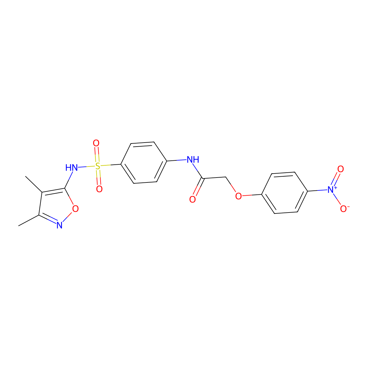 N-{4-[(3,4-dimethyl-1,2-oxazol-5-yl)sulfamoyl]phenyl}-2-(4-nitrophenoxy)acetamide molecular structure, CAS 301681-42-5