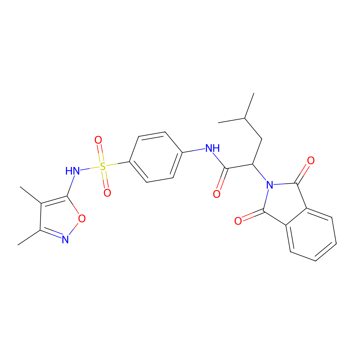 N-[4-[(3,4-dimethyl-1,2-oxazol-5-yl)sulfamoyl]phenyl]-2-(1,3-dioxoisoindol-2-yl)-4-methylpentanamide molecular structure, CAS 301681-67-4
