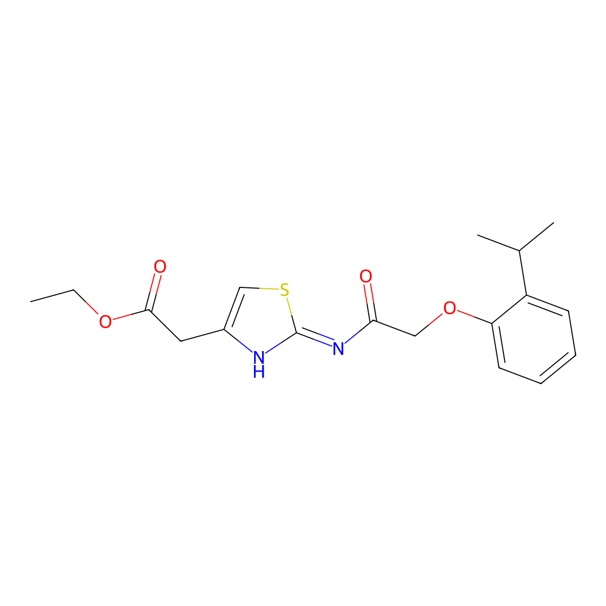 {2-[2-(2-Isopropyl-phenoxy)-acetylamino]-thiazol-4-yl}-acetic acid ethyl ester molecular structure, CAS 301681-93-6
