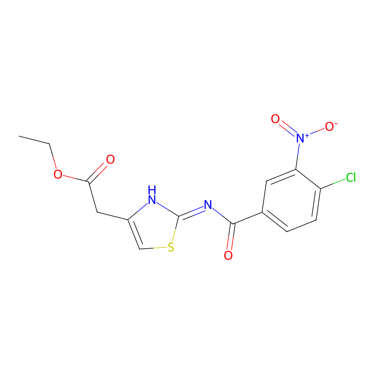 Ethyl 2-(2-(4-chloro-3-nitrobenzamido)thiazol-4-yl)acetate molecular structure, CAS 301682-00-8