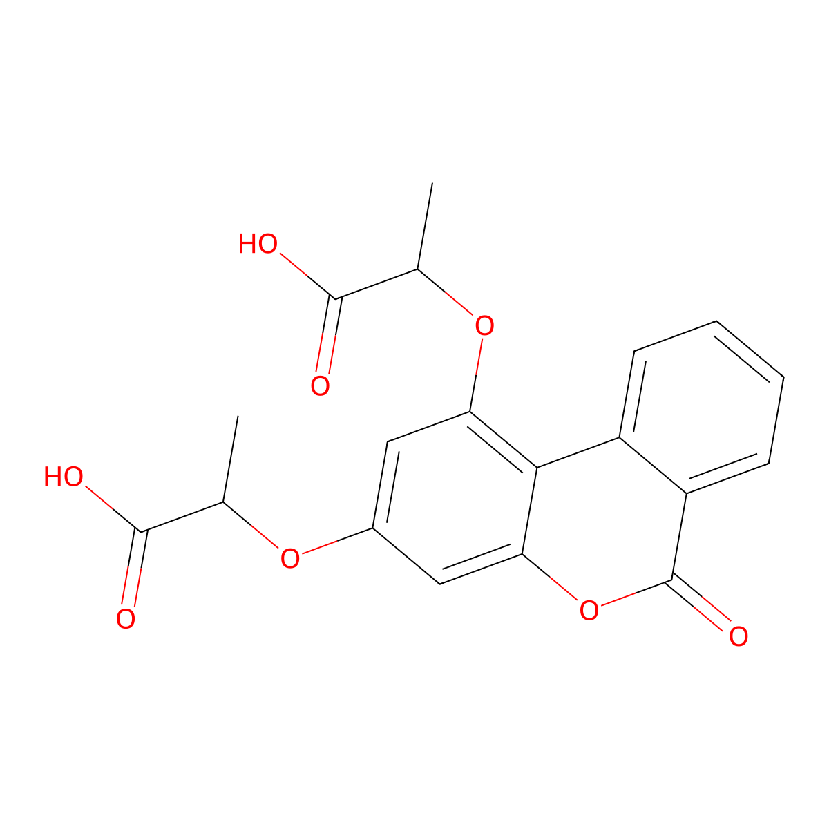2-{[1-(1-carboxyethoxy)-6-oxo-6H-benzo[c]chromen-3-yl]oxy}propanoic acid molecular structure, CAS 301682-05-3