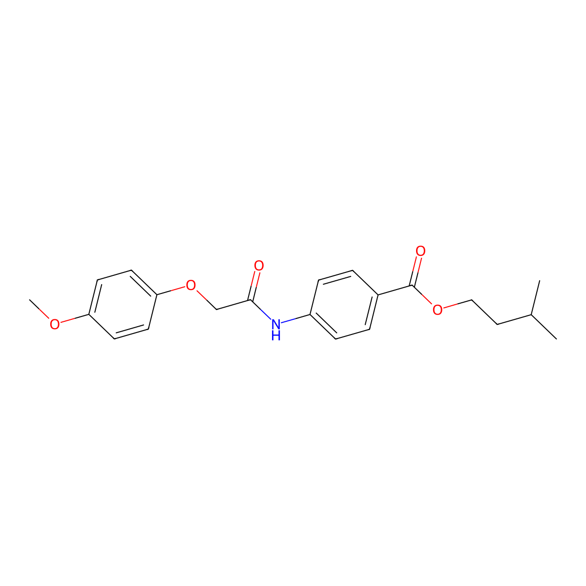 3-Methylbutyl 4-{[(4-methoxyphenoxy)acetyl]amino}benzoate molecular structure, CAS 301682-26-8