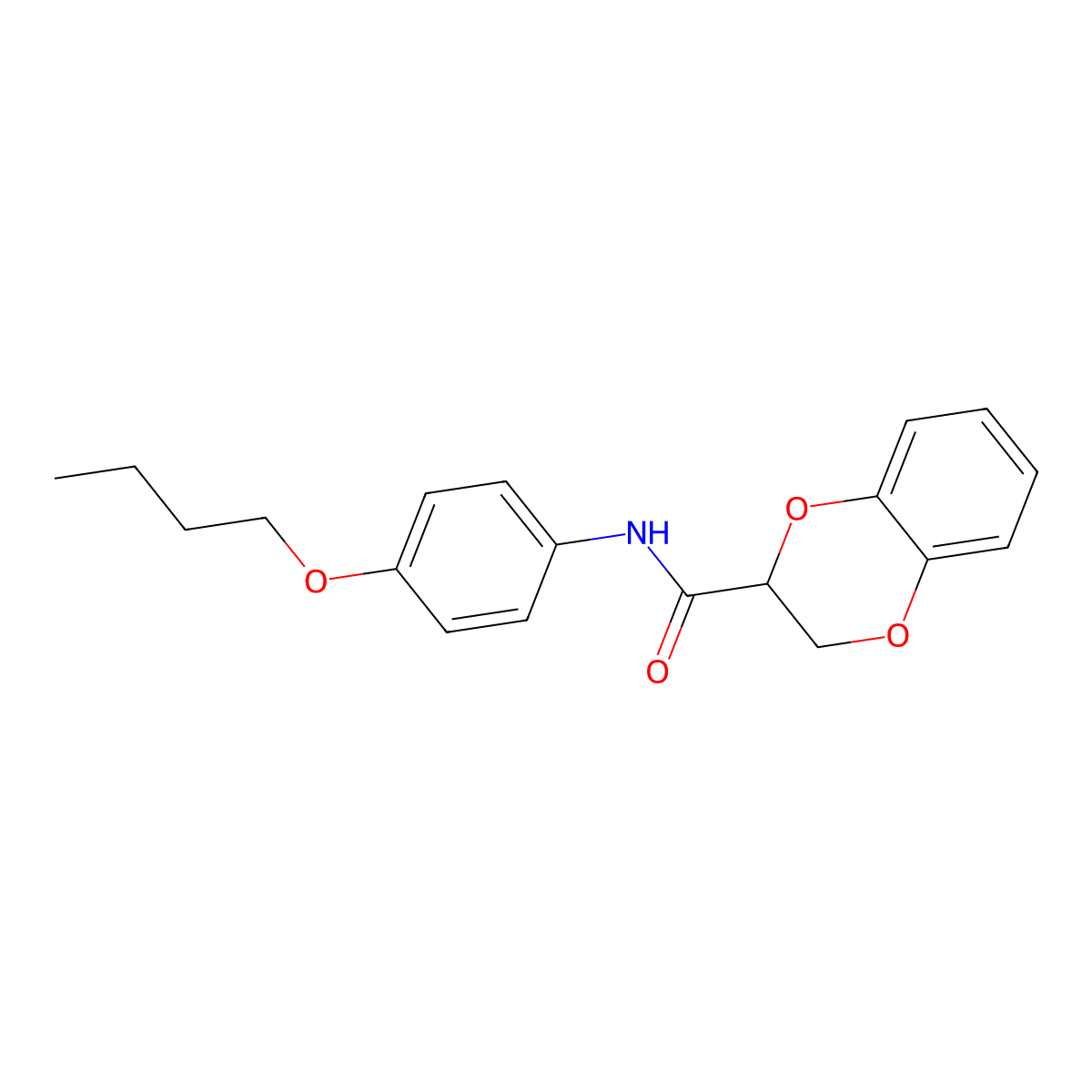 N-(4-butoxyphenyl)-2,3-dihydro-1,4-benzodioxine-2-carboxamide molecular structure, CAS 301682-43-9