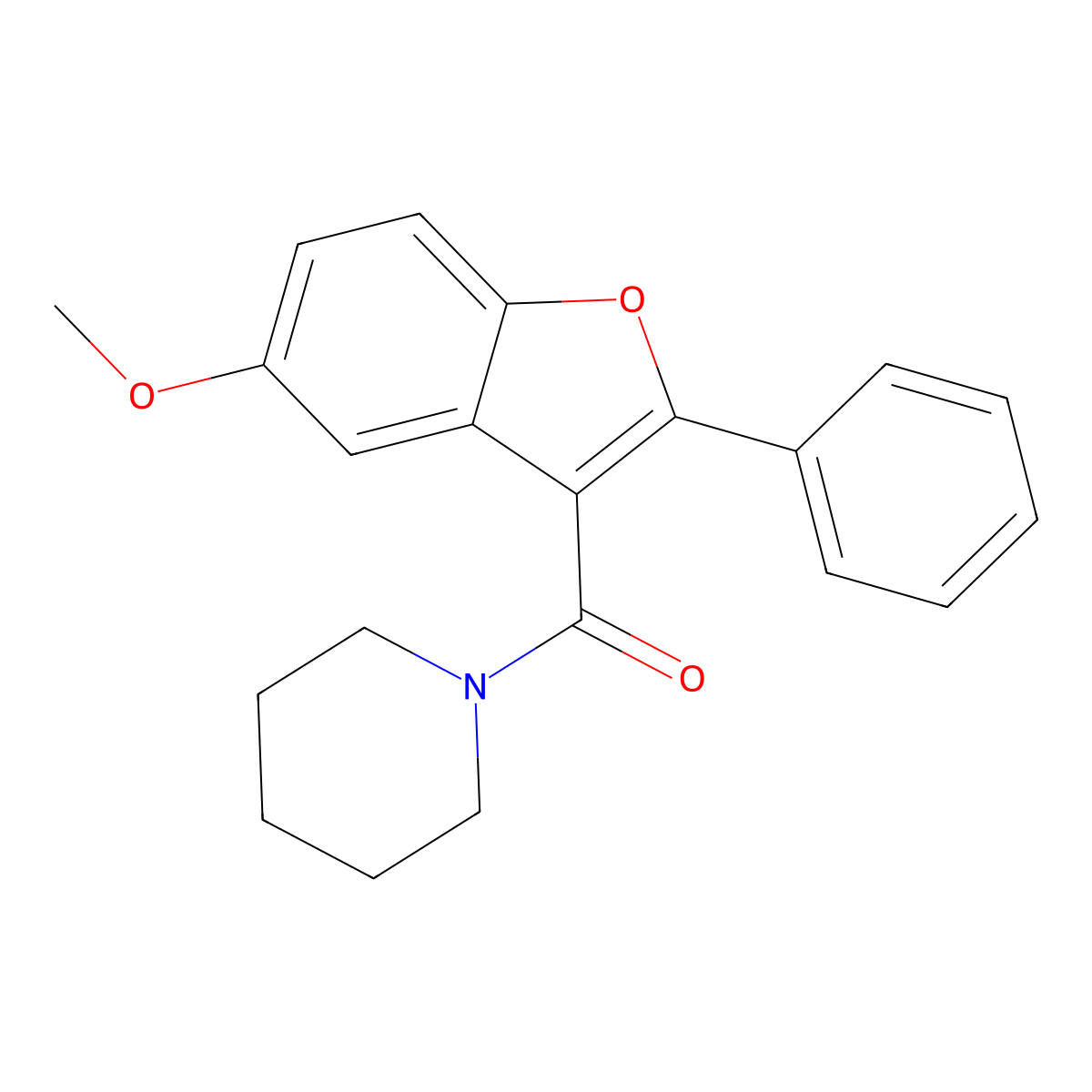 (5-Methoxy-2-phenyl-1-benzofuran-3-yl)-piperidin-1-ylmethanone molecular structure, CAS 301682-52-0