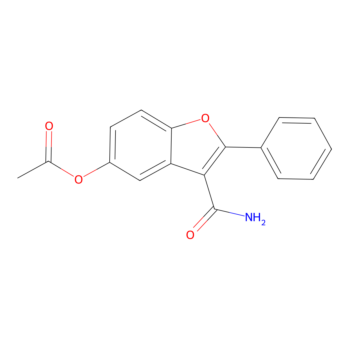 3-Carbamoyl-2-phenyl-1-benzofuran-5-yl acetate molecular structure, CAS 301682-56-4