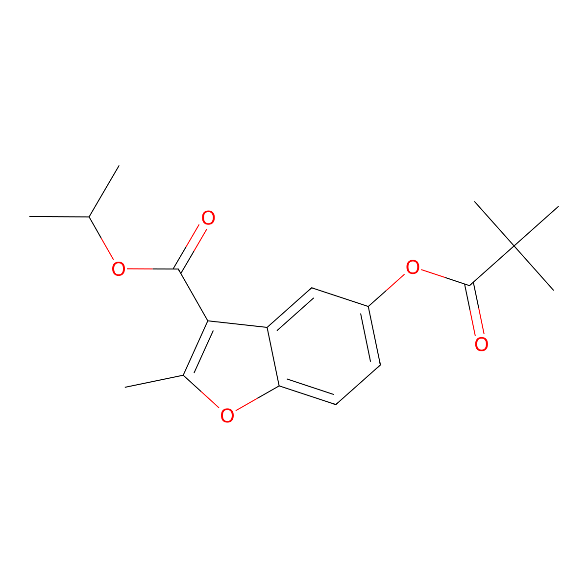 Isopropyl 2-methyl-5-(pivaloyloxy)benzofuran-3-carboxylate molecular structure, CAS 301682-67-7