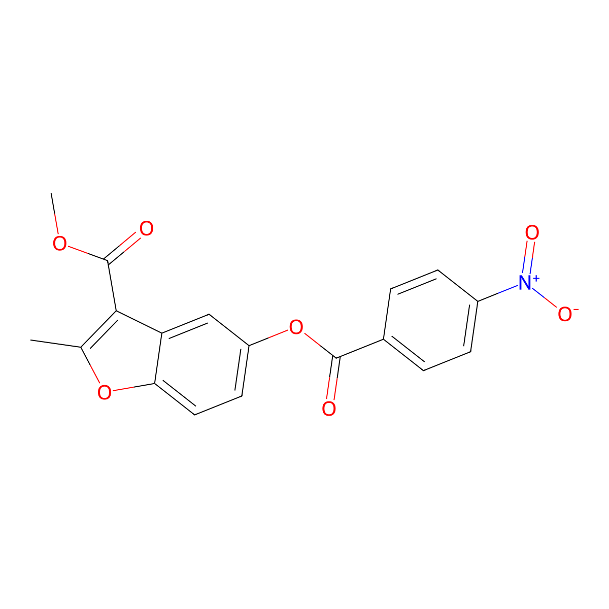 Methyl 2-methyl-5-(4-nitrobenzoyloxy)-1-benzofuran-3-carboxylate molecular structure, CAS 301682-69-9