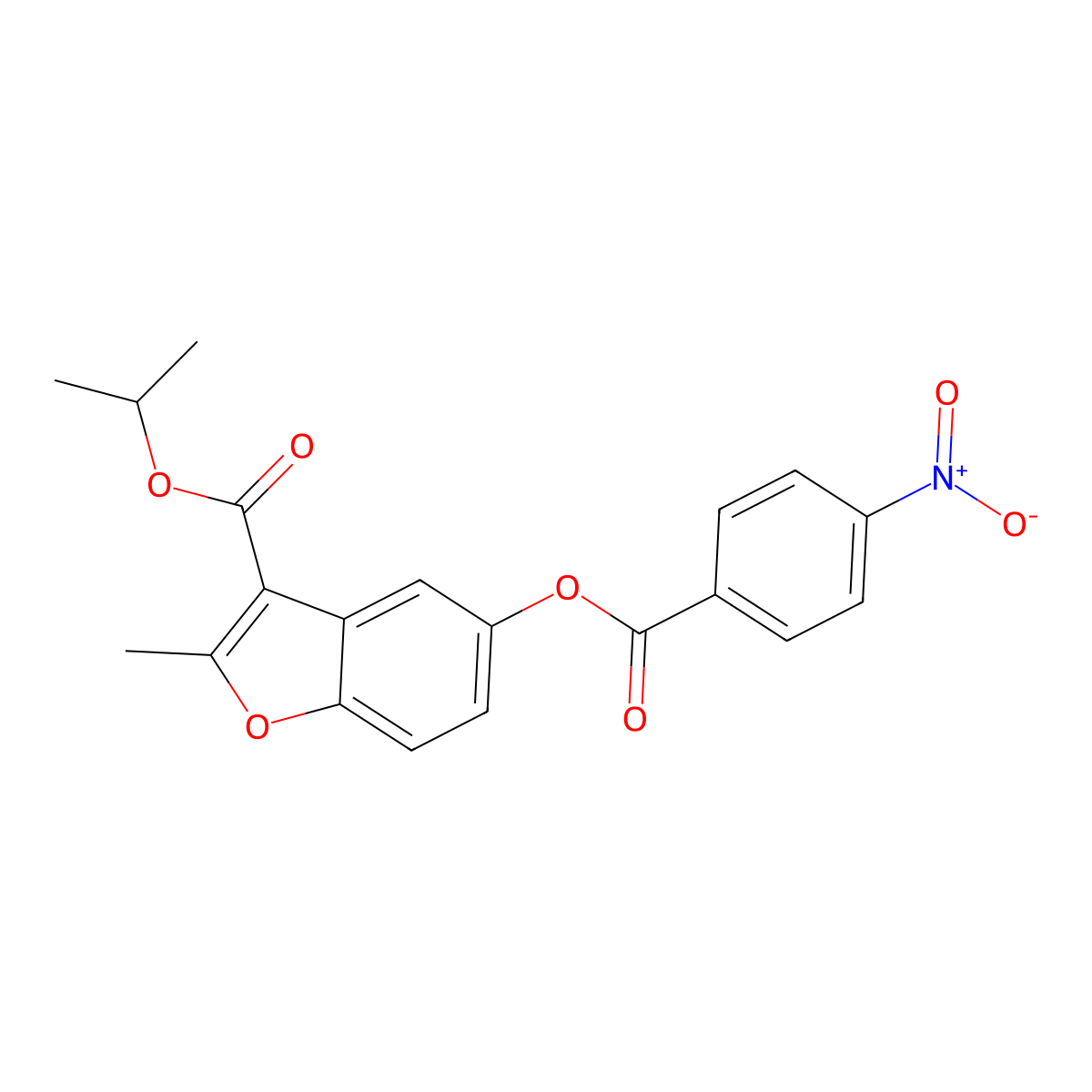 Propan-2-yl 2-methyl-5-(4-nitrobenzoyloxy)-1-benzofuran-3-carboxylate molecular structure, CAS 301682-70-2