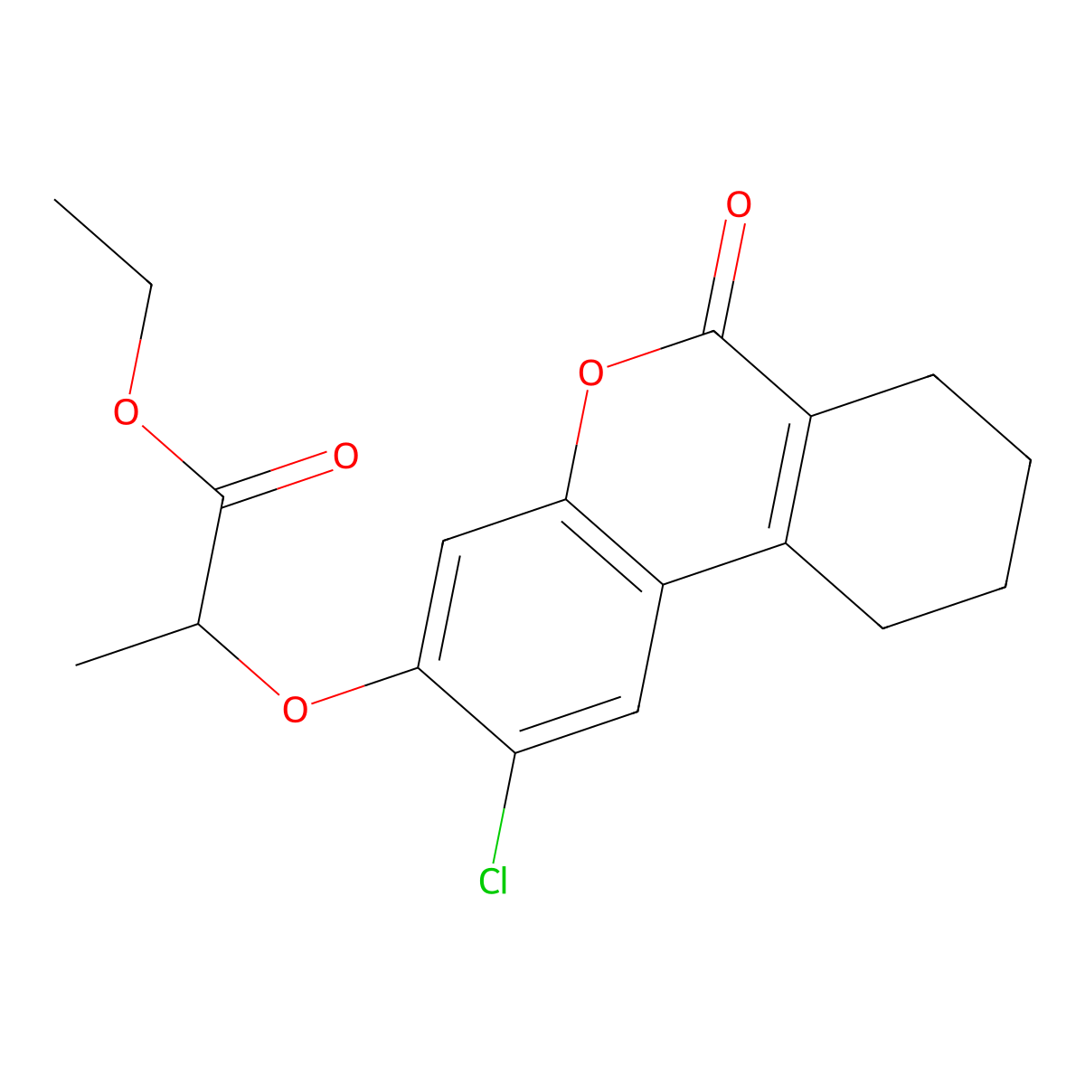 ethyl 2-[(2-chloro-6-oxo-7,8,9,10-tetrahydro-6H-benzo[c]chromen-3-yl)oxy]propanoate molecular structure, CAS 301683-06-7