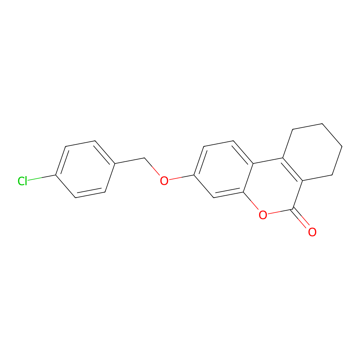 3-[(4-chlorobenzyl)oxy]-7,8,9,10-tetrahydro-6H-benzo[c]chromen-6-one molecular structure, CAS 301683-07-8