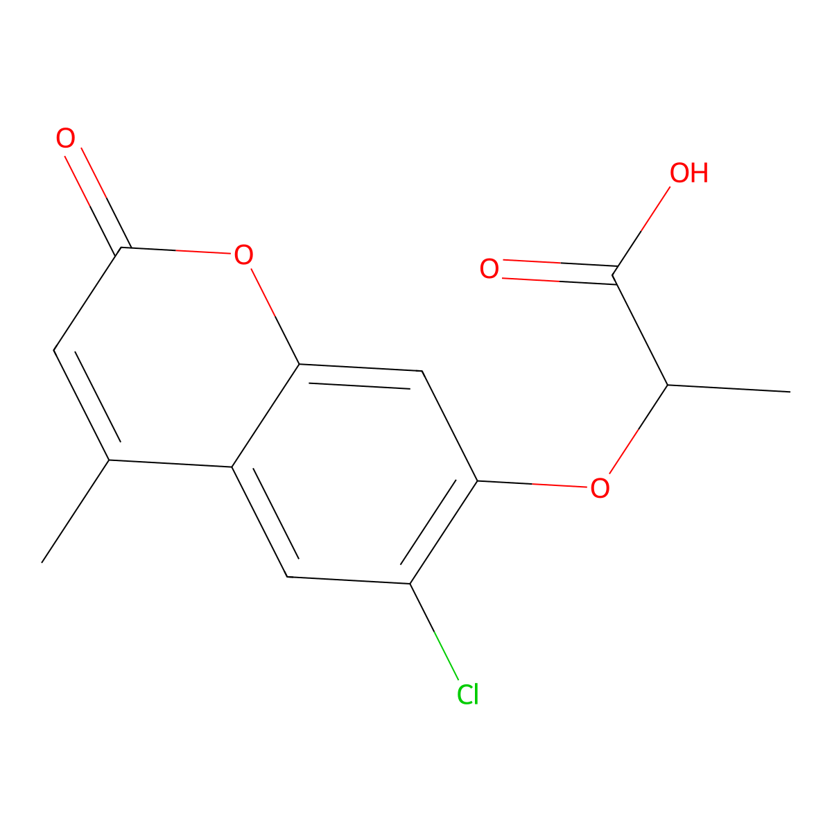 2-[(6-chloro-4-methyl-2-oxo-2H-chromen-7-yl)oxy]propanoic acid molecular structure, CAS 301683-08-9