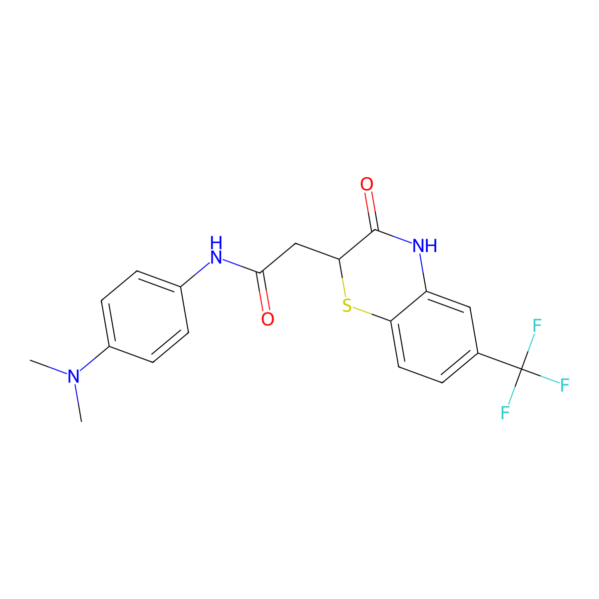 N-[4-(dimethylamino)phenyl]-2-[3-oxo-6-(trifluoromethyl)-3,4-dihydro-2H-1,4-benzothiazin-2-yl]acetamide molecular structure, CAS 301683-25-0