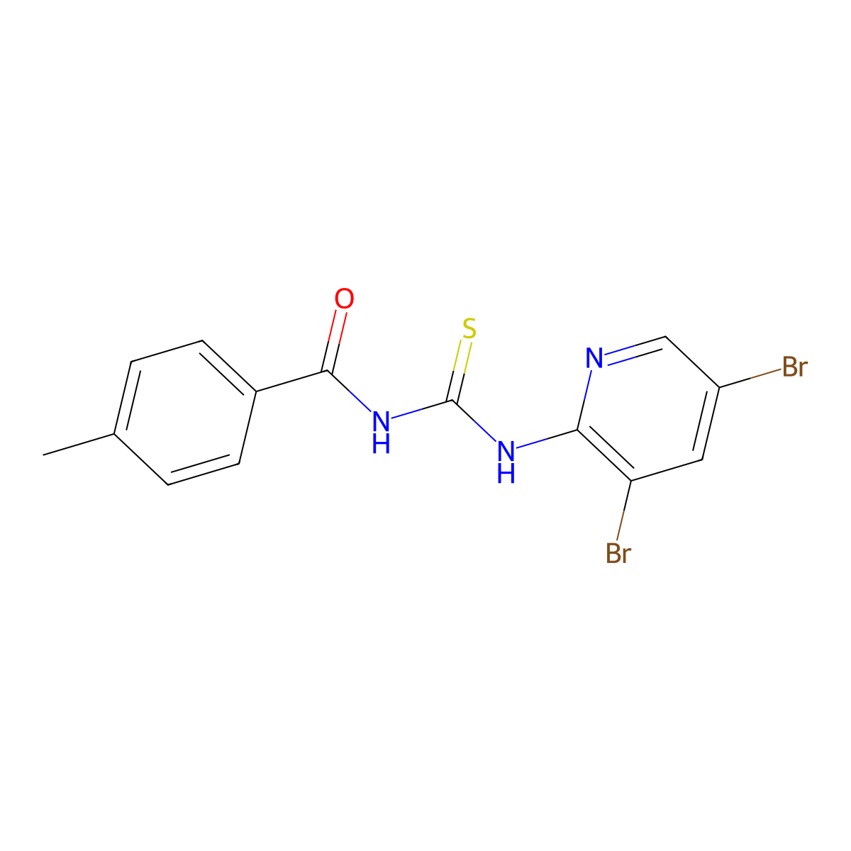 N-[(3,5-dibromopyridin-2-yl)carbamothioyl]-4-methylbenzamide molecular structure, CAS 301683-28-3