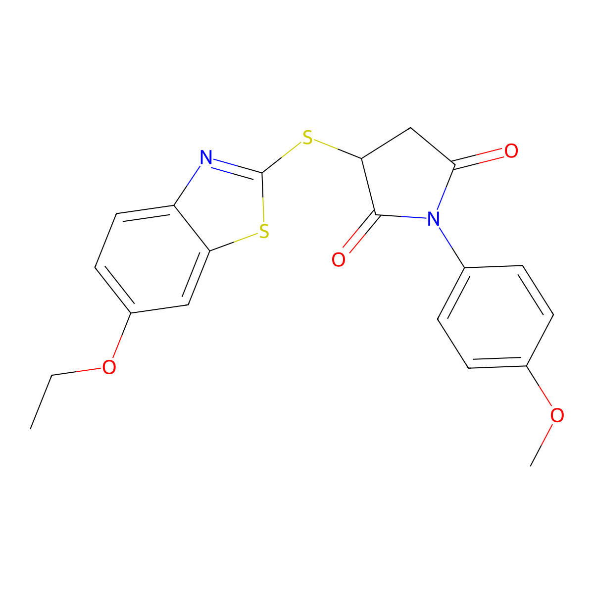 3-[(6-Ethoxy-1,3-benzothiazol-2-yl)sulfanyl]-1-(4-methoxyphenyl)pyrrolidine-2,5-dione molecular structure, CAS 301683-31-8