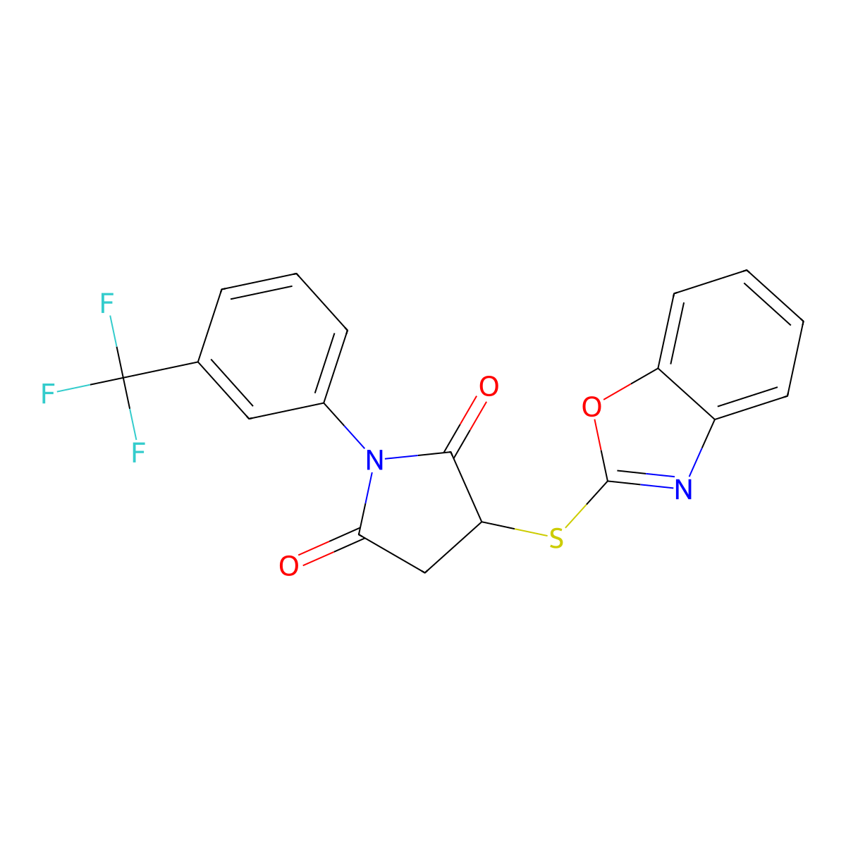 3-(1,3-Benzoxazol-2-ylsulfanyl)-1-[3-(trifluoromethyl)phenyl]pyrrolidine-2,5-dione molecular structure, CAS 301683-32-9