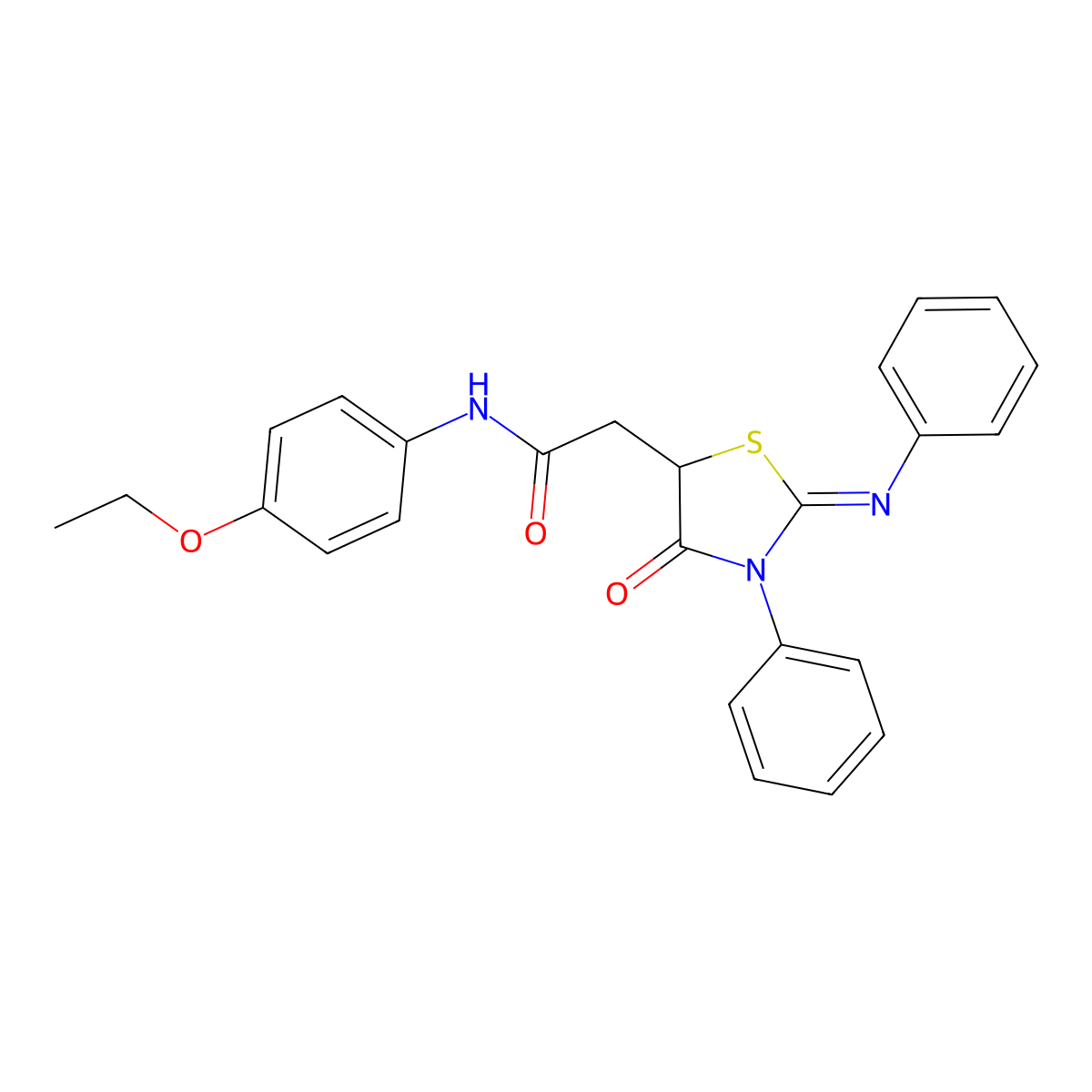 N-(4-ethoxyphenyl)-2-[(2Z)-4-oxo-3-phenyl-2-(phenylimino)-1,3-thiazolidin-5-yl]acetamide molecular structure, CAS 301683-33-0