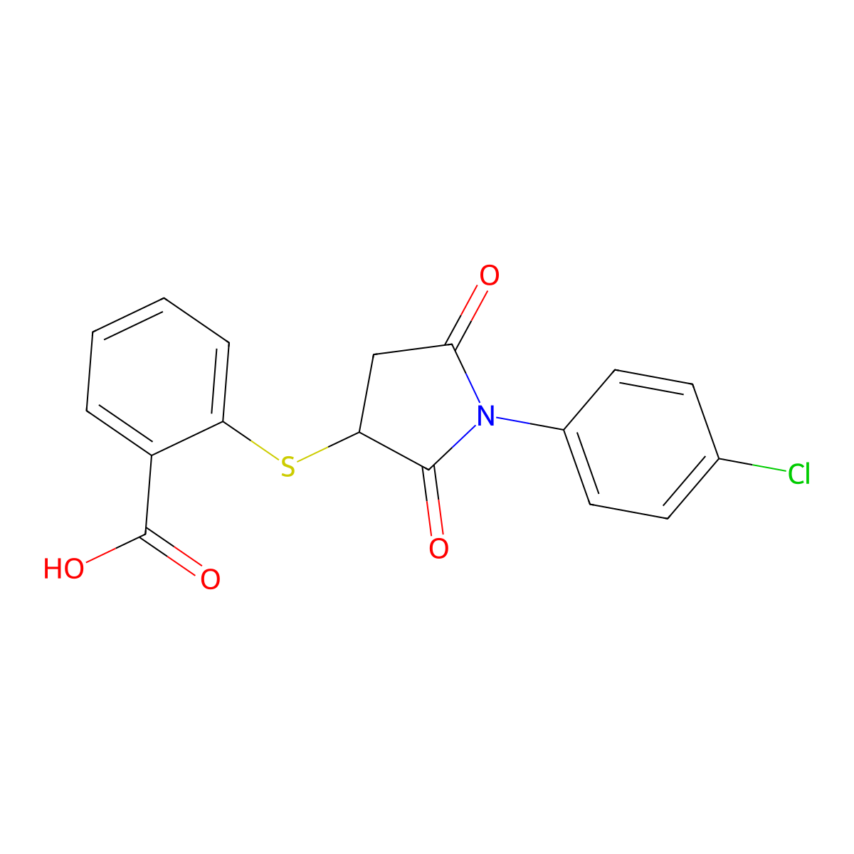 2-[1-(4-Chlorophenyl)-2,5-dioxoazolidin-3-ylthio]benzoic acid molecular structure, CAS 301683-47-6