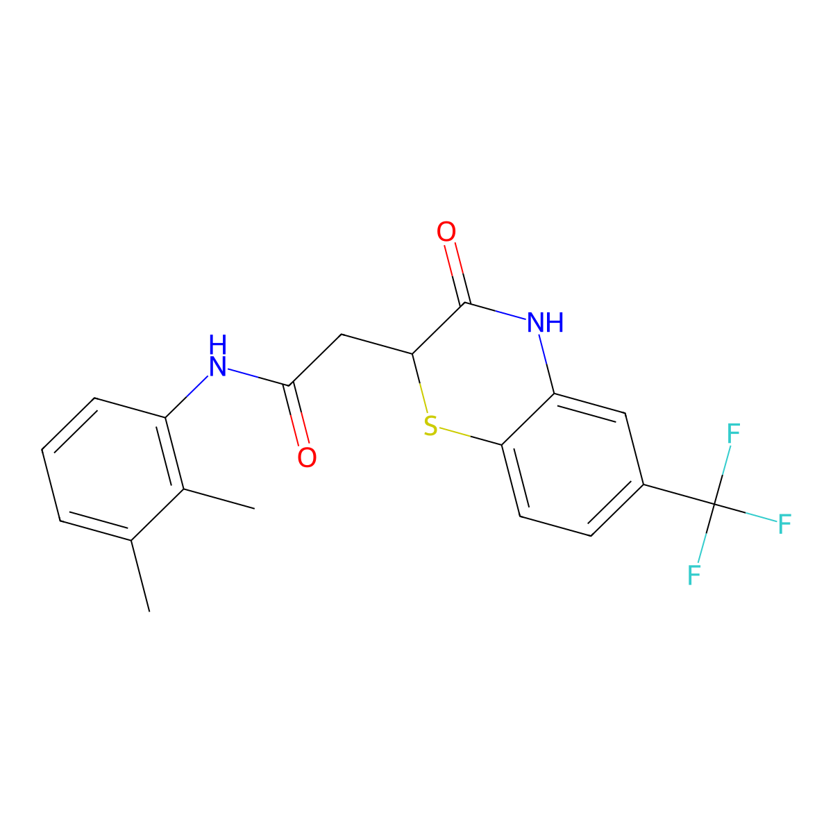 N-(2,3-dimethylphenyl)-2-[3-oxo-6-(trifluoromethyl)-3,4-dihydro-2H-1,4-benzothiazin-2-yl]acetamide molecular structure, CAS 301683-49-8