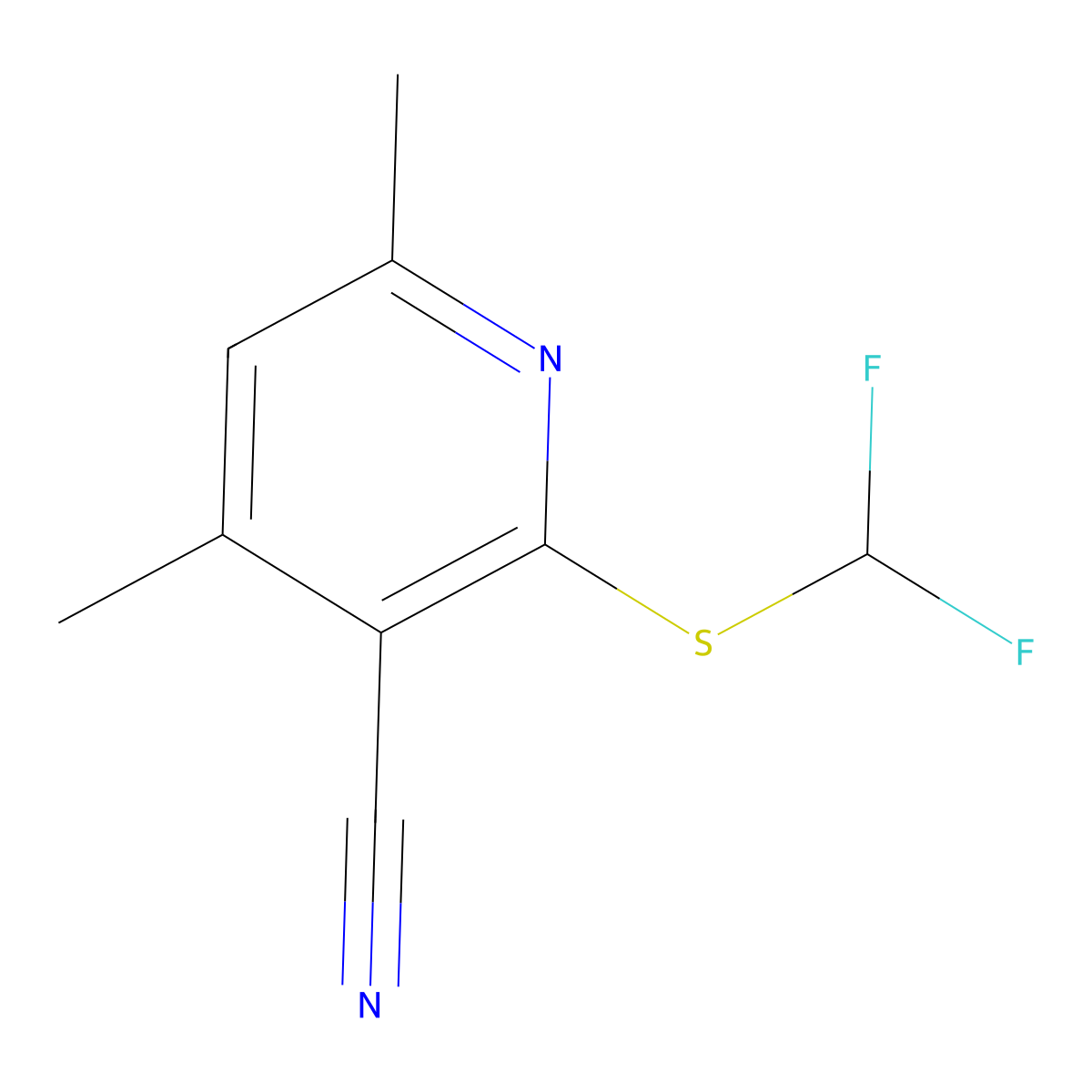 2-((Difluoromethyl)thio)-4,6-dimethylnicotinonitrile molecular structure, CAS 301683-57-8