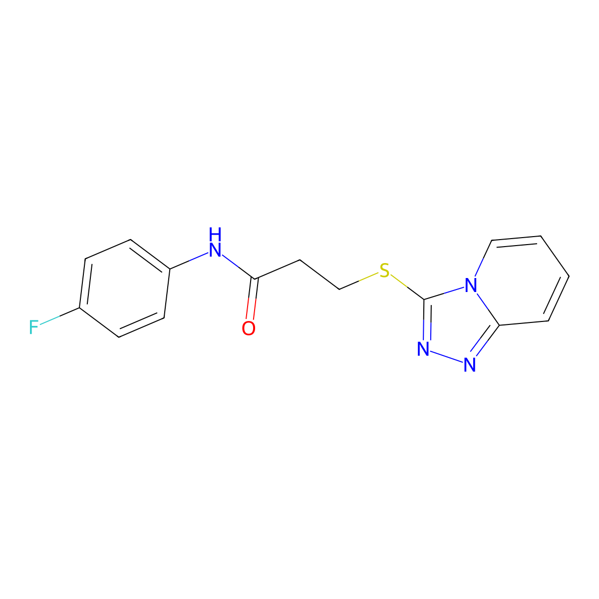 N-(4-fluorophenyl)-3-([1,2,4]triazolo[4,3-a]pyridin-3-ylsulfanyl)propanamide molecular structure, CAS 301683-73-8