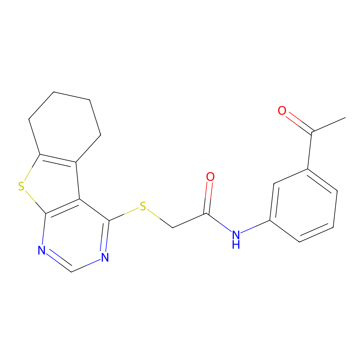 N-(3-acetylphenyl)-2-{8-thia-4,6-diazatricyclo[7.4.0.0^{2,7}]trideca-1(9),2,4,6-tetraen-3-ylsulfanyl}acetamide molecular structure, CAS 301683-77-2