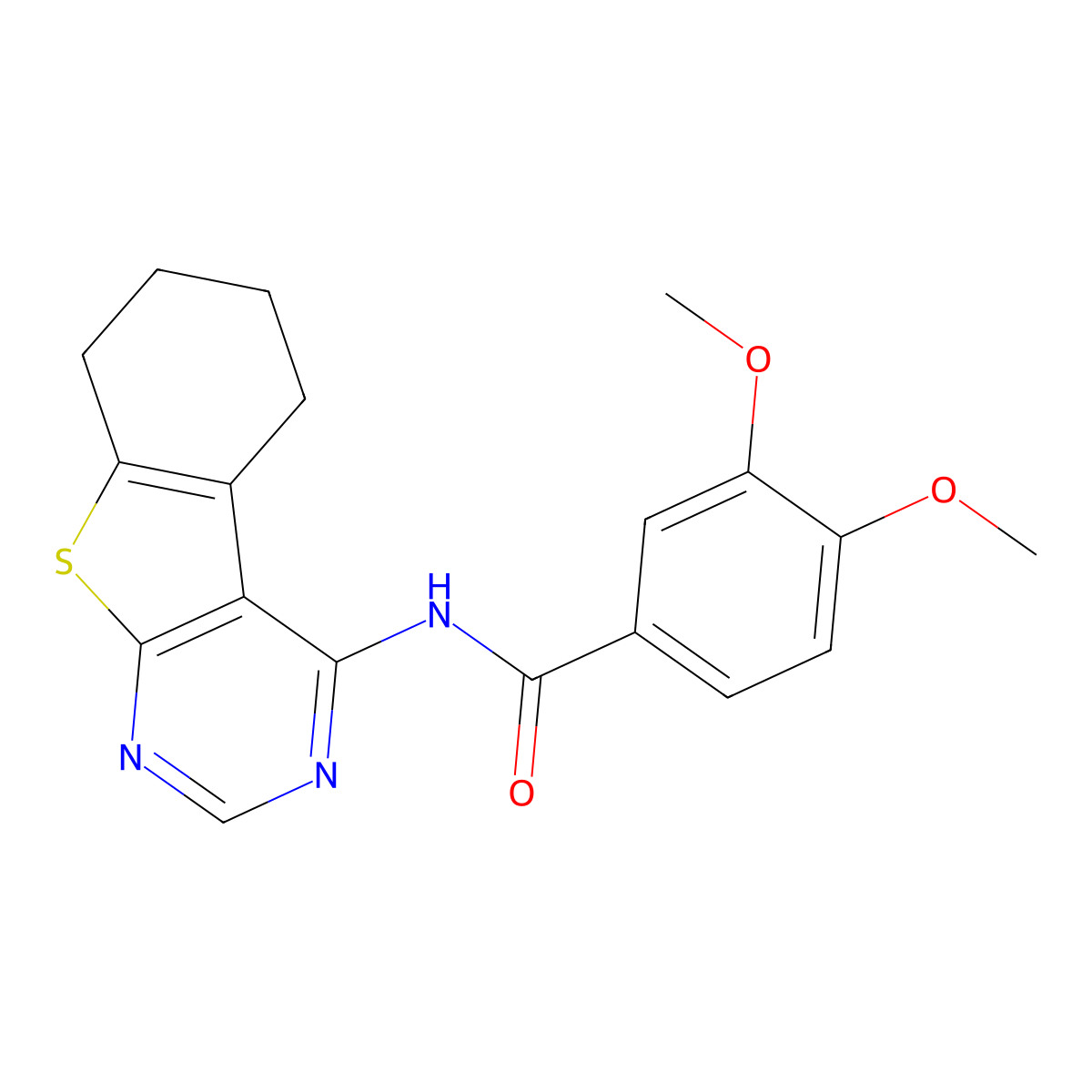 3,4-dimethoxy-N-(5,6,7,8-tetrahydro[1]benzothieno[2,3-d]pyrimidin-4-yl)benzamide molecular structure, CAS 301683-79-4