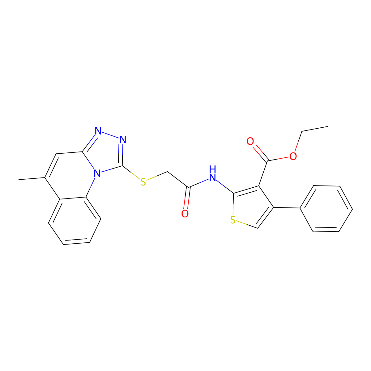Ethyl 2-[2-({5-methyl-[1,2,4]triazolo[4,3-A]quinolin-1-YL}sulfanyl)acetamido]-4-phenylthiophene-3-carboxylate molecular structure, CAS 301683-87-4