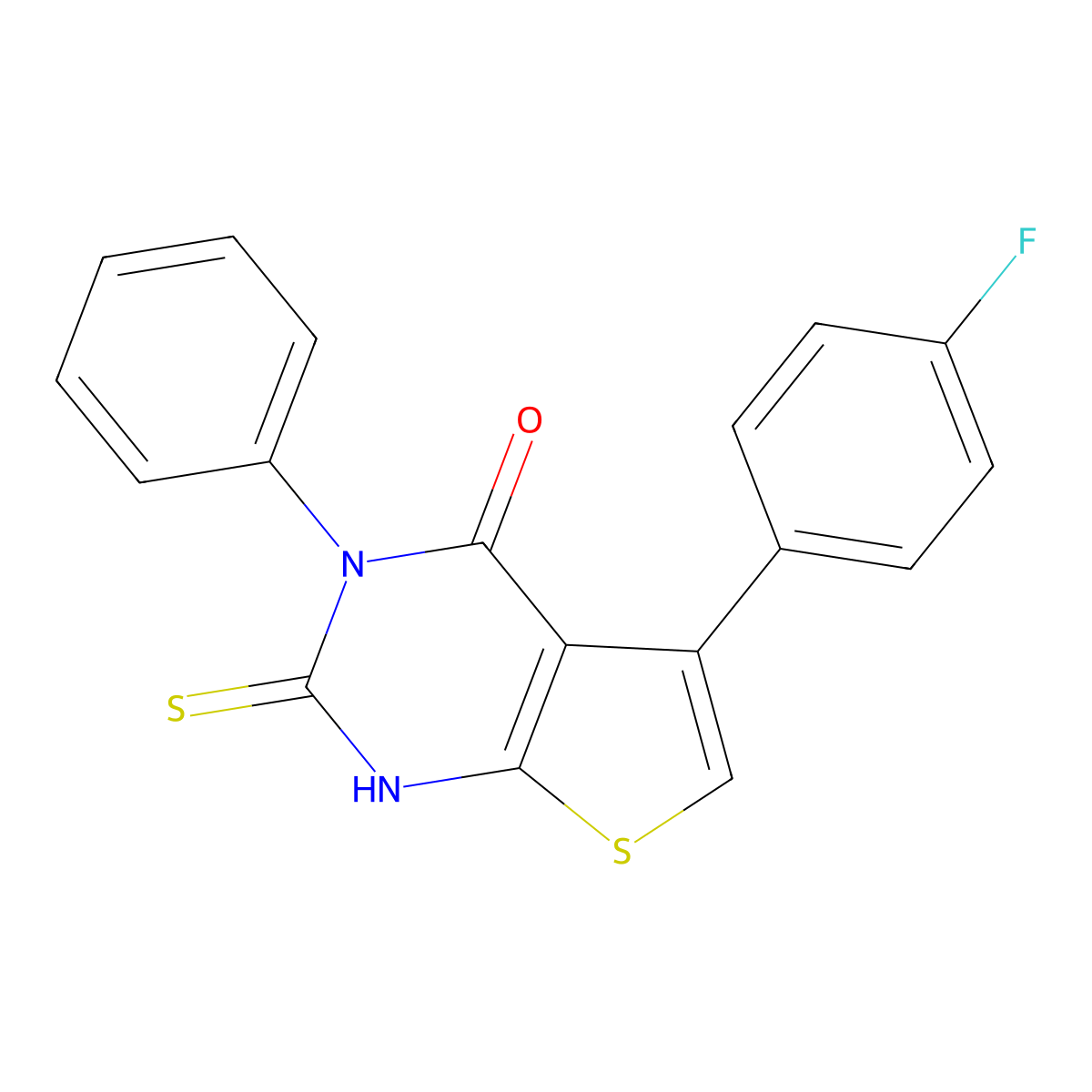5-(4-Fluorophenyl)-2-mercapto-3-phenylthieno[2,3-d]pyrimidin-4(3H)-one molecular structure, CAS 301687-15-0