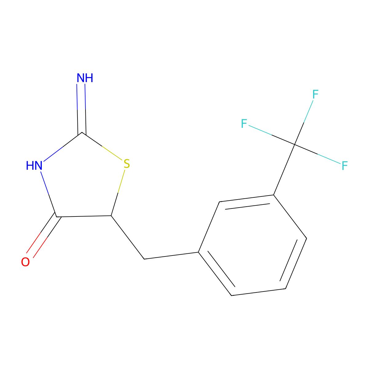 2-Imino-5-(3-(trifluoromethyl)benzyl)thiazolidin-4-one molecular structure, CAS 301687-76-3