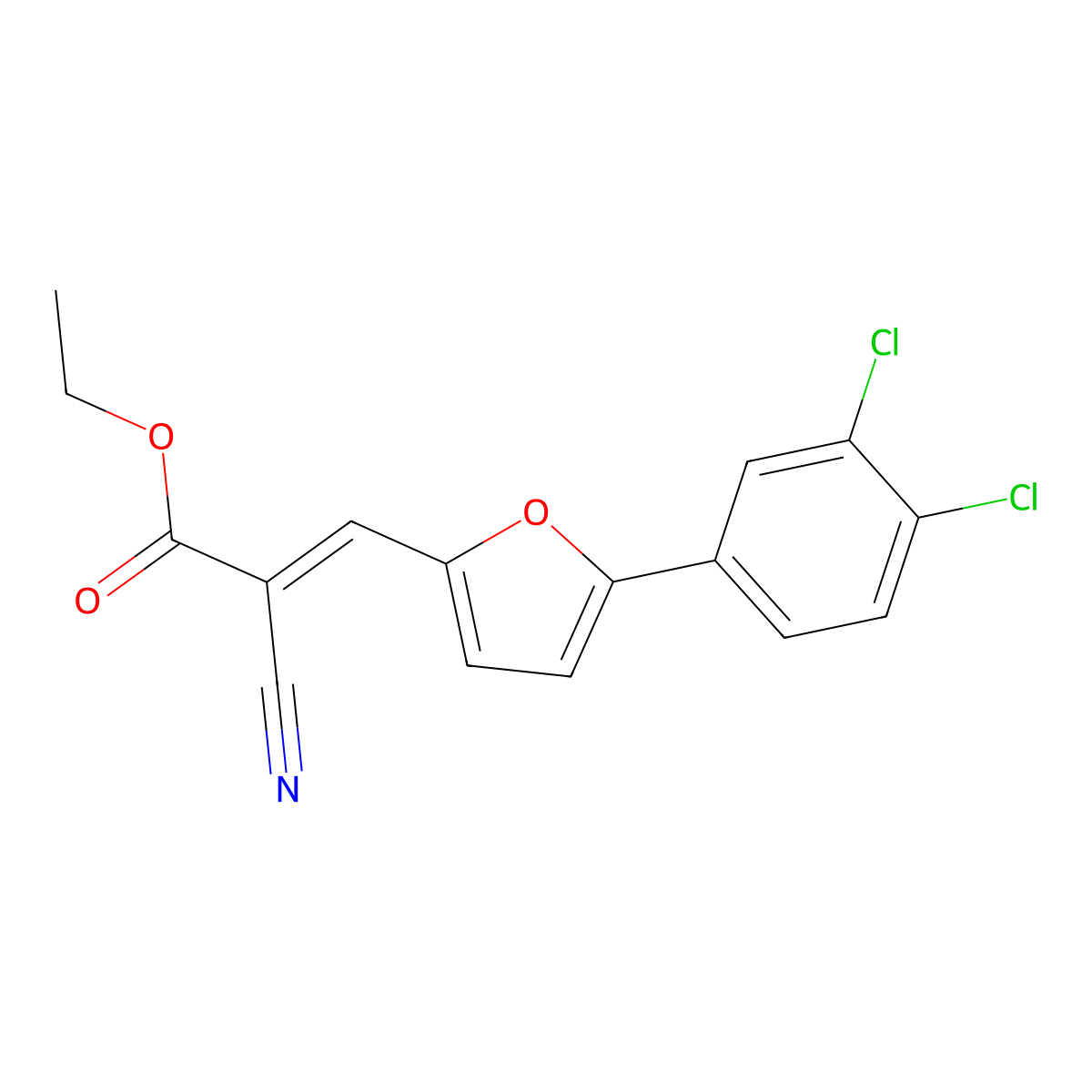 Ethyl 2-cyano-3-[5-(3,4-dichlorophenyl)furan-2-yl]prop-2-enoate molecular structure, CAS 301687-83-2