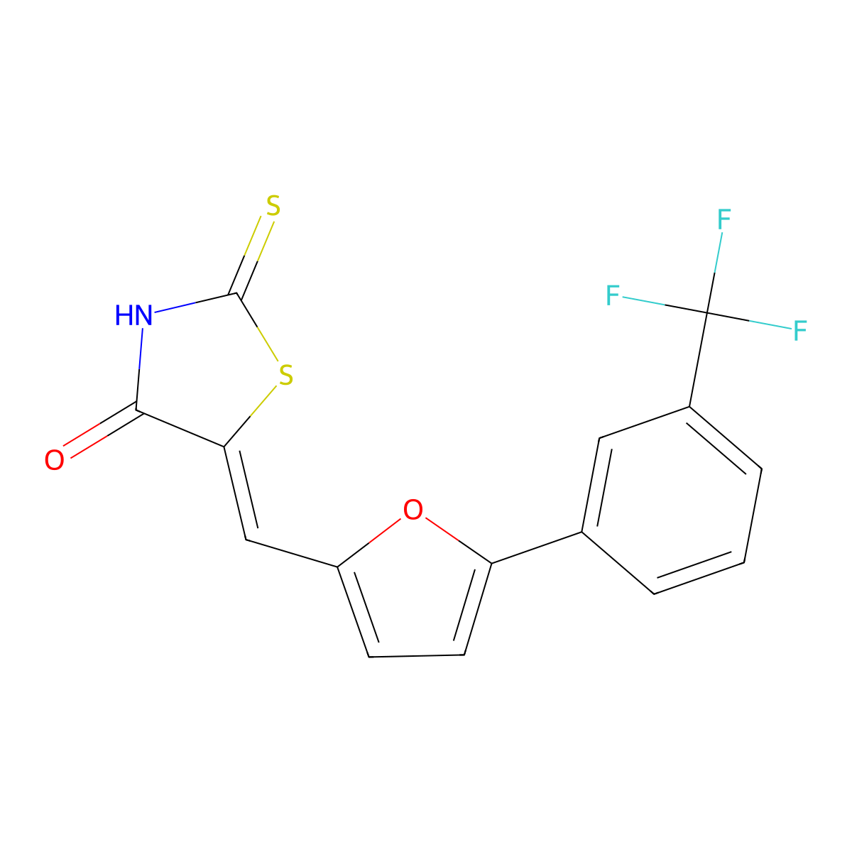 2-Thioxo-5-((5-(3-(trifluoromethyl)PH)-2-furyl)methylene)-1,3-thiazolidin-4-one molecular structure, CAS 301687-87-6