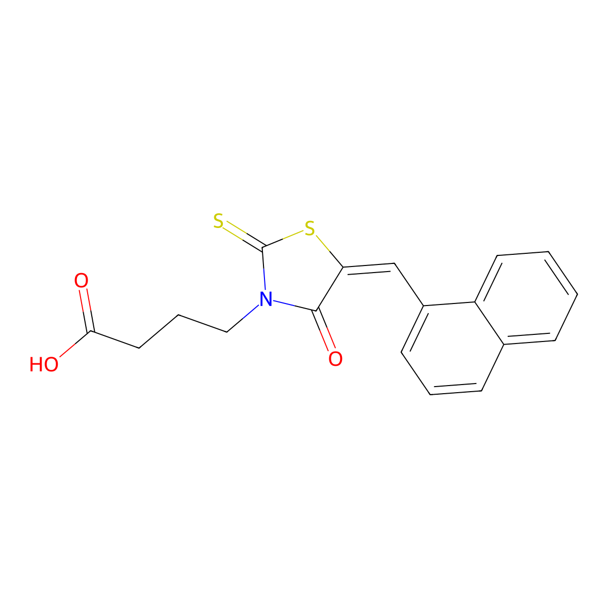 4-(5-(Naphthalen-1-ylmethylene)-4-oxo-2-thioxothiazolidin-3-yl)butanoic acid molecular structure, CAS 301688-74-4