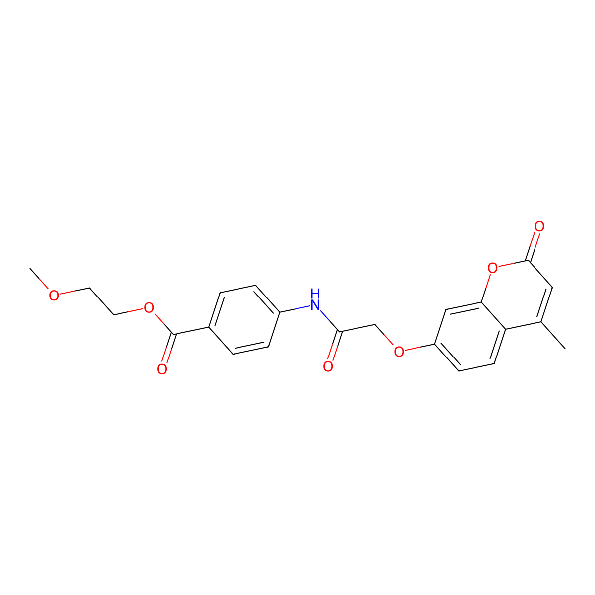 2-methoxyethyl 4-(2-((4-methyl-2-oxo-2H-chromen-7-yl)oxy)acetamido)benzoate molecular structure, CAS 301689-32-7