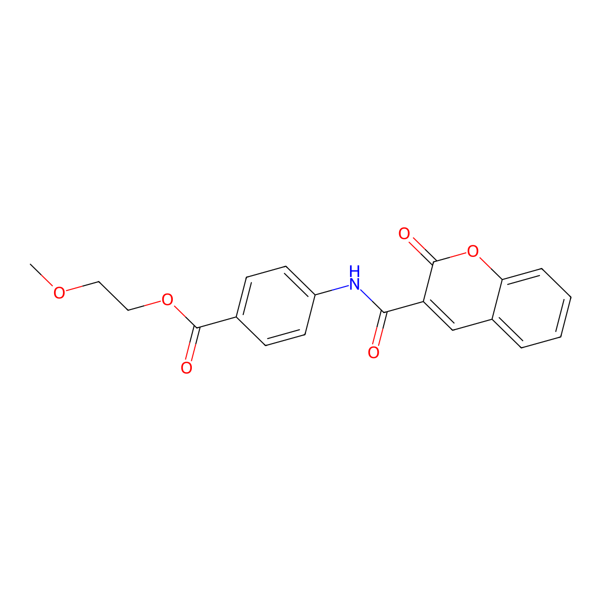 4-[(2-Oxo-2H-chromene-3-carbonyl)-amino]-benzoic acid 2-methoxy-ethyl ester molecular structure, CAS 301689-33-8