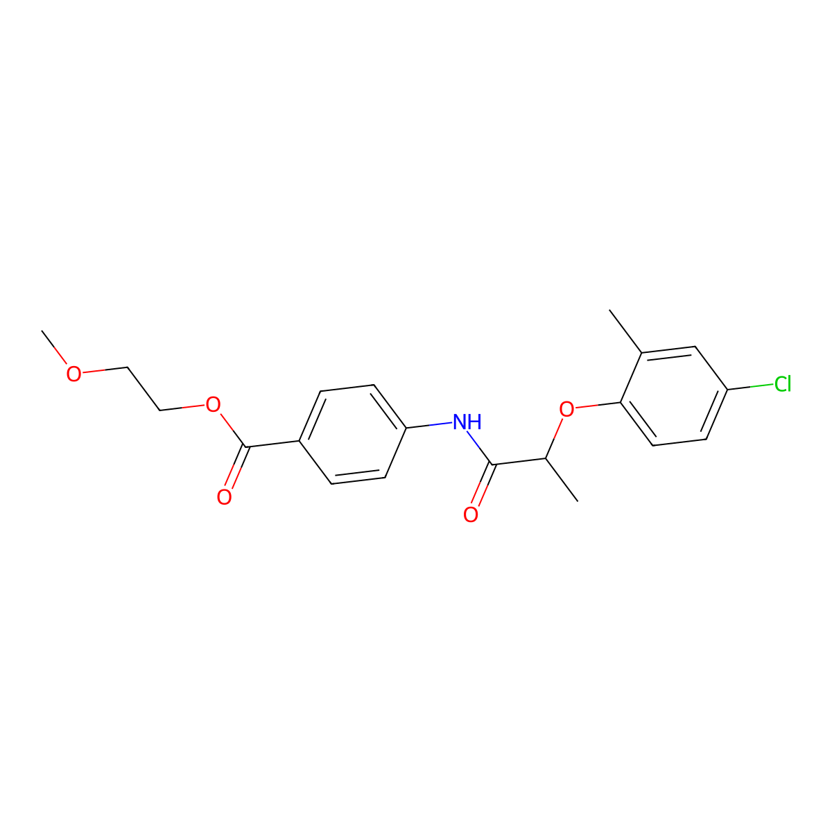 2-Methoxyethyl 4-{[2-(4-chloro-2-methylphenoxy)propanoyl]amino}benzoate molecular structure, CAS 301689-61-2