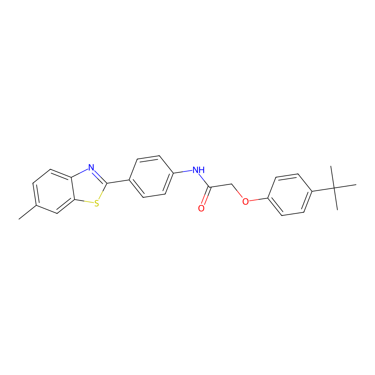 2-(4-tert-butylphenoxy)-N-[4-(6-methyl-1,3-benzothiazol-2-yl)phenyl]acetamide molecular structure, CAS 301689-91-8